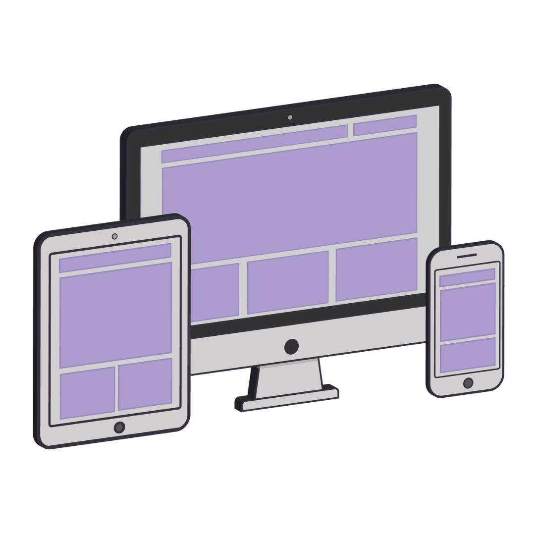 Imagen de diferentes tamaños de pantallas representando el diseño responsive